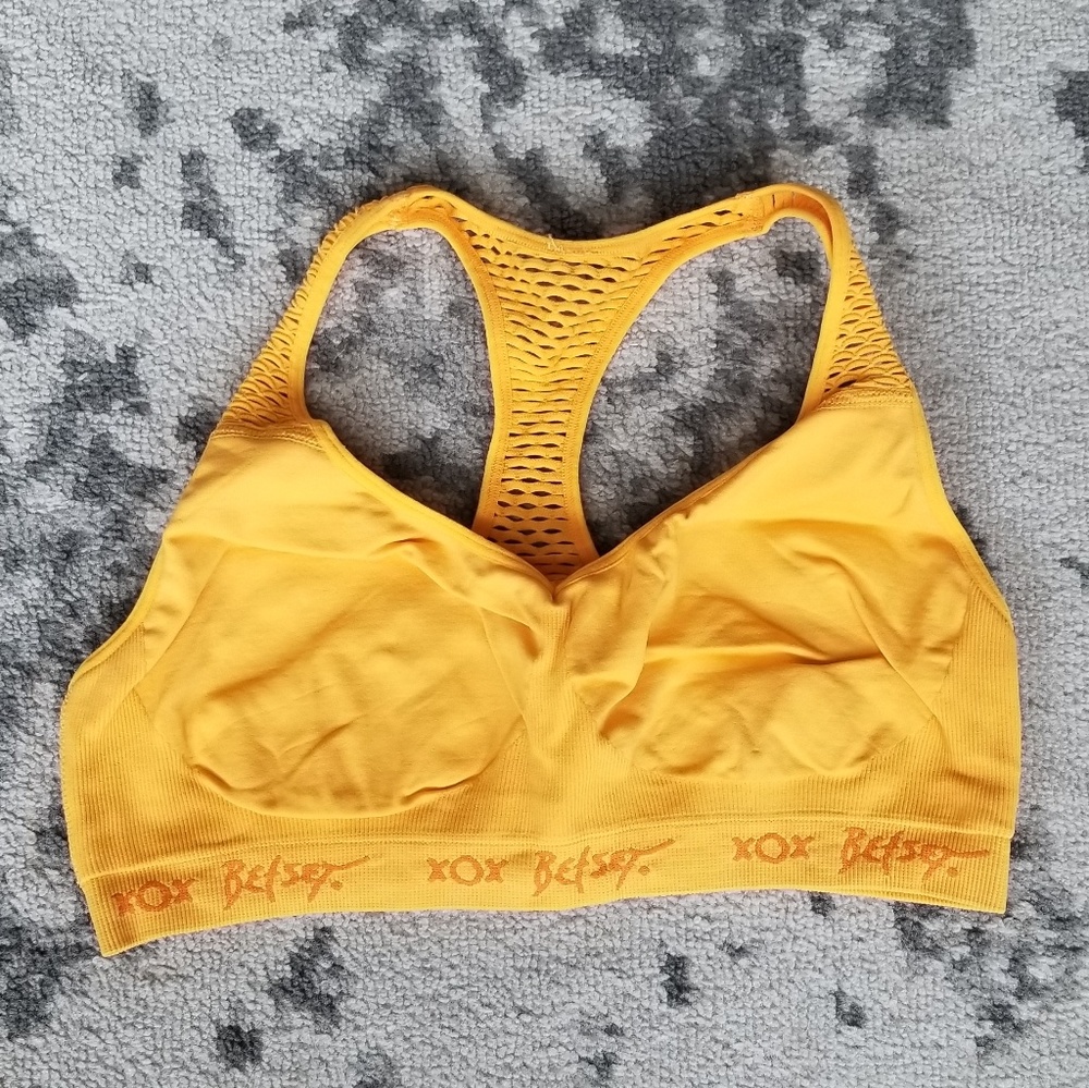 Yellow Betsey Johnson sports bra